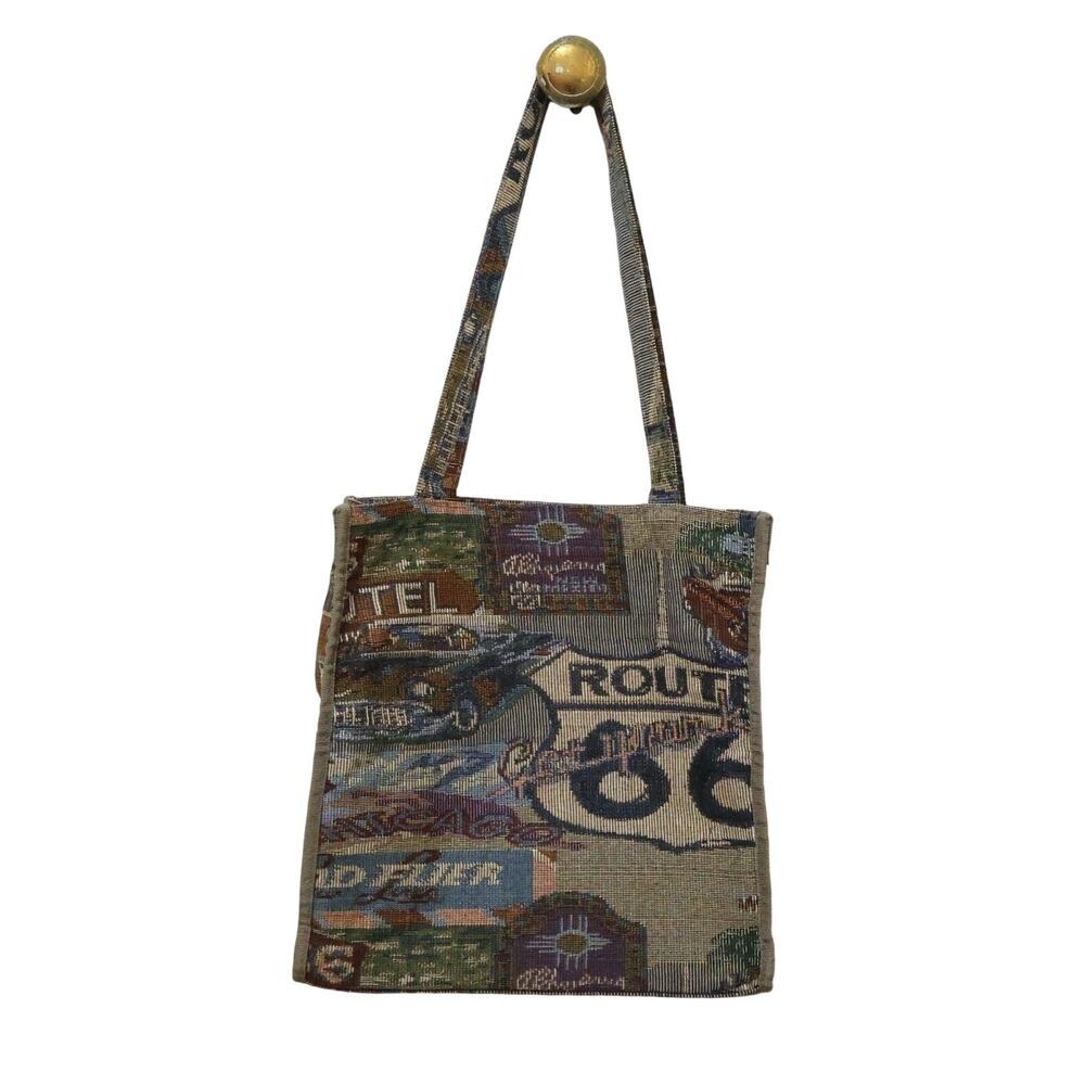 Vintage Pioneer Express Route 66 Hollywood Tapestry Tote Bag Travel Novelty